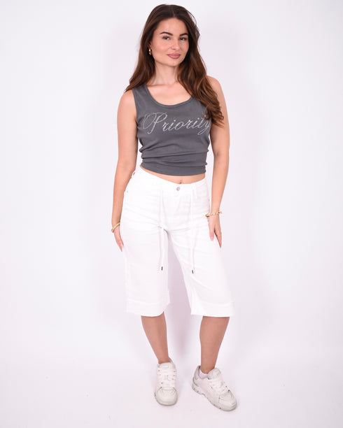 stretch jort white