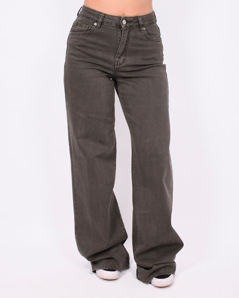 tall wide leg stretch jeans dark green