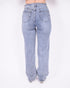 distressed straight leg stretch jeans blue