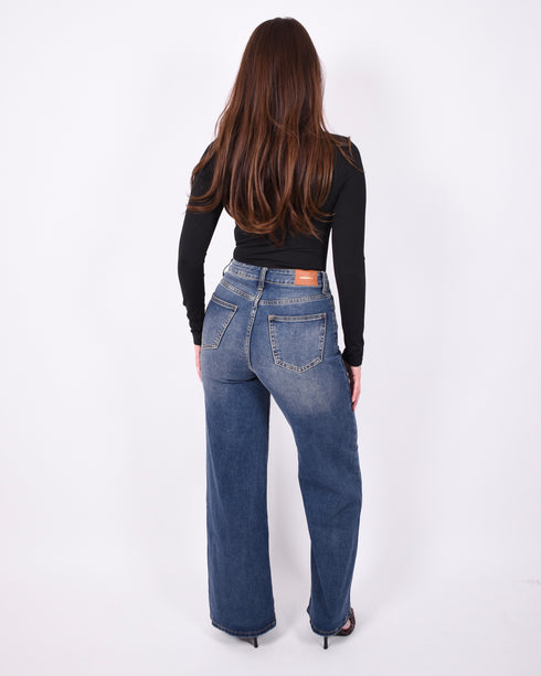 blue vintage wide leg stretch jeans