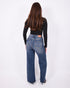 blue vintage wide leg stretch jeans