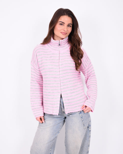 Striped knit vest pink/grey
