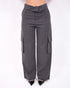 Foldover checkered pants grey