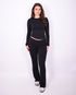 fold over flared pants black