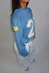 Priority ‘21’ longsleeve washed blue/yellow