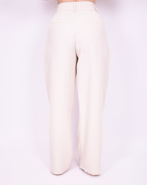 Pleated pantalon creme