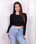 Cropped long sleeve top black