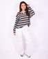 striped polo longsleeve kaki/navy