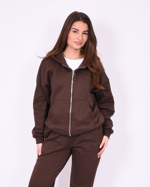 redefined zip up hoodie brown
