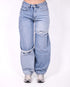 ripped balloon stretch jeans
