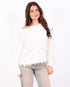 Fluffy one shoulder top crème