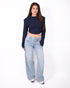 Double waist stretch jeans light blue