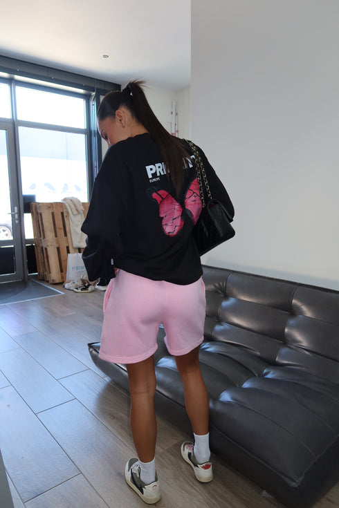 Butterfly long sleeve black/pink