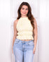 open back halter top yellow
