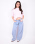 lined balloon jeans blue