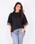 lace back split t-shirt black