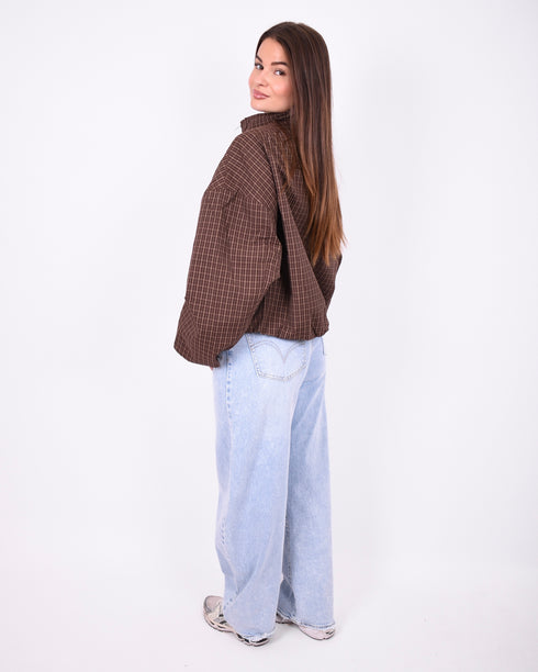 checkered bomber windjacket brown