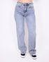 distressed straight leg stretch jeans blue