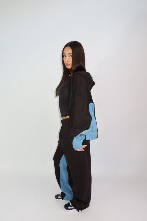 Priority denim tracksuit black