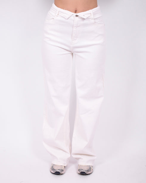 foldover stretch jeans off white