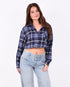 Checkered rhinestone blouse navy
