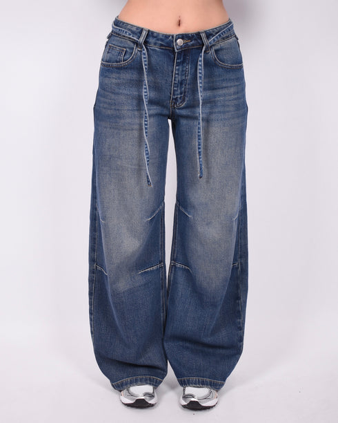 Dark vintage Baggy Wide leg stretch jeans