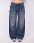 Dark vintage Baggy Wide leg stretch jeans