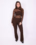 lace flared pants brown