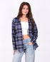 Checkered rhinestone blouse navy