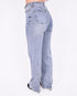 distressed straight leg stretch jeans blue
