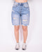 ripped stretch jort vintage blue