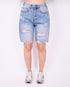 ripped stretch jort vintage blue