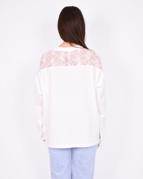 Lace detail longsleeve white