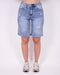 distressed stretch jort blue