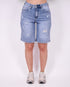 distressed stretch jort blue