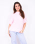 fluffy short sleeve sweater pink