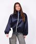satin bomber jacket navy