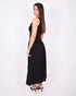 One shoulder linnen maxi dress black