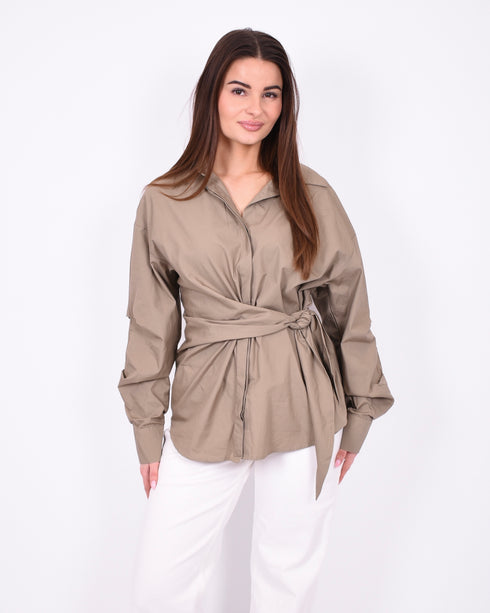 Knot blouse taupe