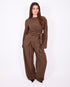 pinstripe pleated pantalon brown