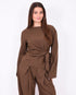 pinstripe pleated pantalon brown