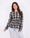 checkered peplum top black