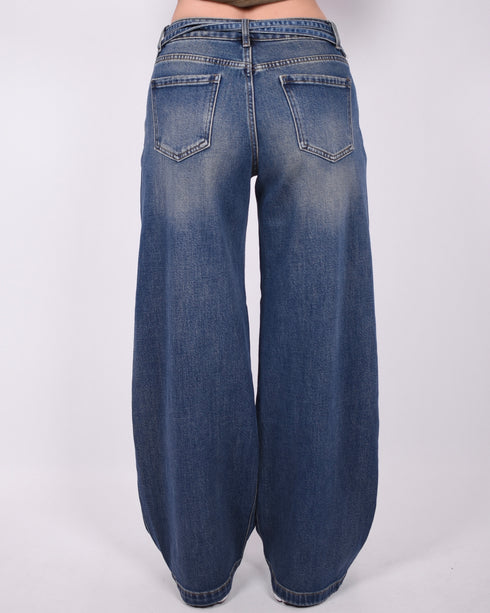 Dark vintage Baggy Wide leg stretch jeans