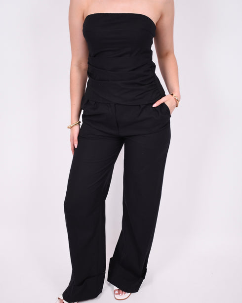 linnen two piece black