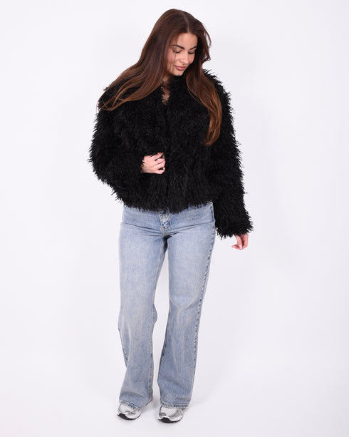 fluffy coat black