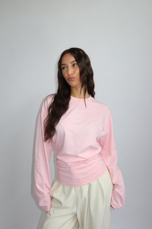 priority monogram snatched longsleeve pink