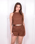 Linnen cropped top choco