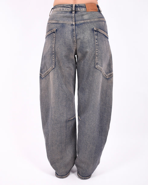 Dark vintage Barrel cargo stretch jeans