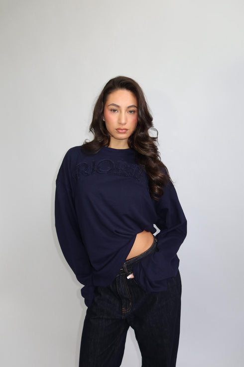 Priority Distressed logo longsleeve navy