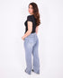distressed straight leg stretch jeans blue